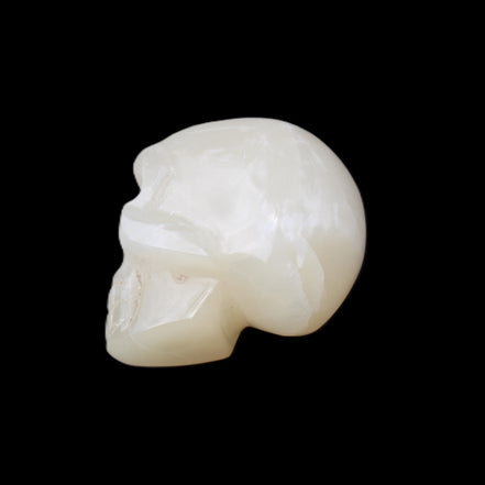 Honey Calcite skull hand-carved 53*46*32mm 143g in sunlight - Rocks and Things Store