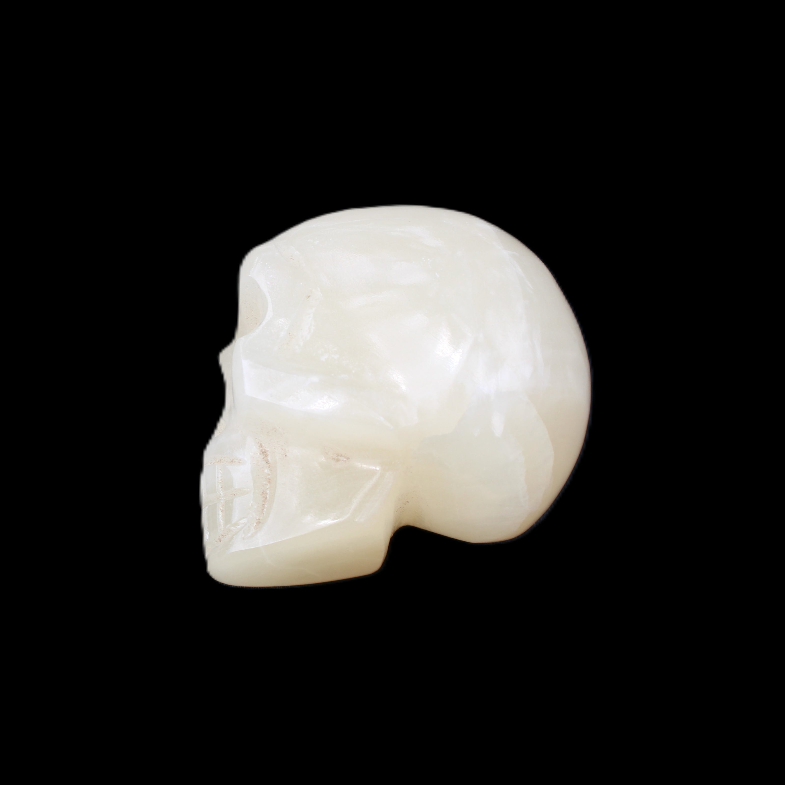 Honey Calcite skull hand-carved 53*46*32mm 143g in sunlight - Rocks and Things Store