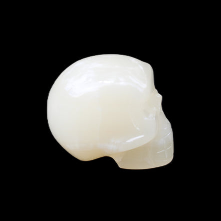 Honey Calcite skull hand-carved 53*46*32mm 143g in sunlight - Rocks and Things Store