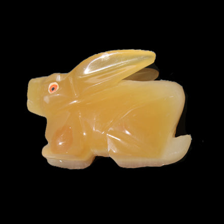 Honey Calcite bunny hand-carved 102*67*52mm 477g in sunlight - Rocks and Things Store