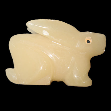 Honey Calcite bunny hand-carved 100*67*52mm 459g in sunlight - Rocks and Things Store