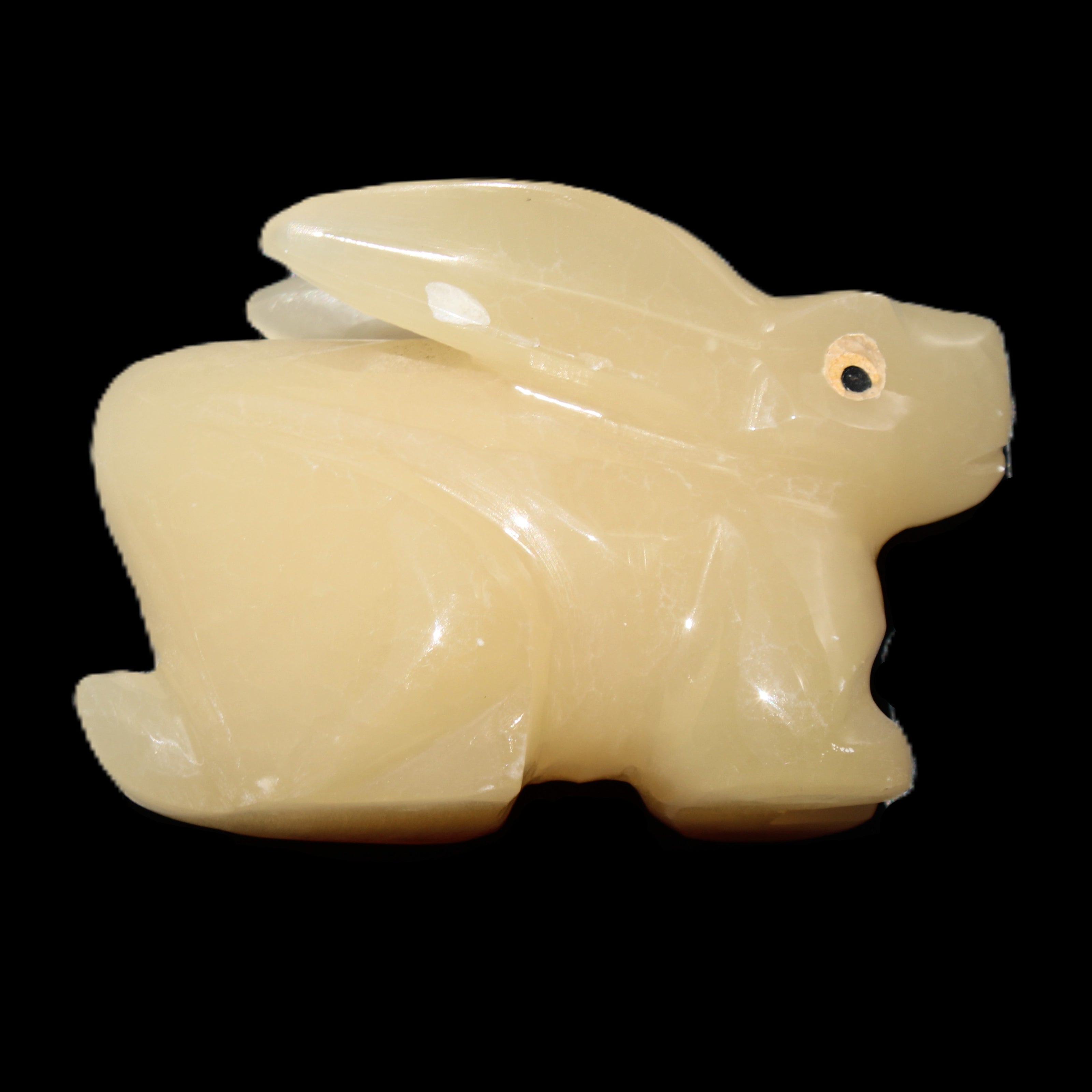 Honey Calcite bunny hand-carved 100*67*52mm 459g in sunlight - Rocks and Things Store