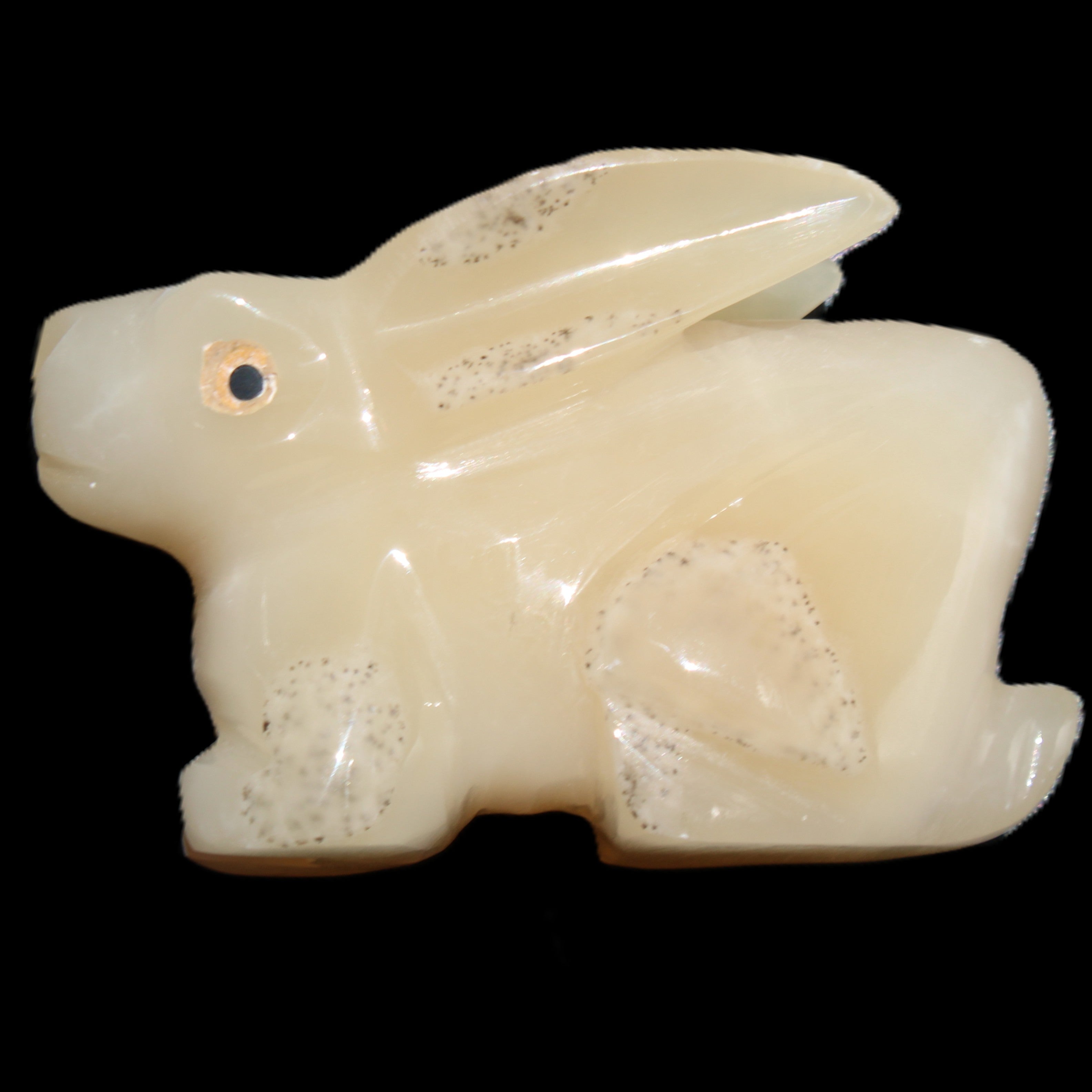 Honey Calcite bunny hand-carved 100*67*52mm 459g in sunlight - Rocks and Things Store