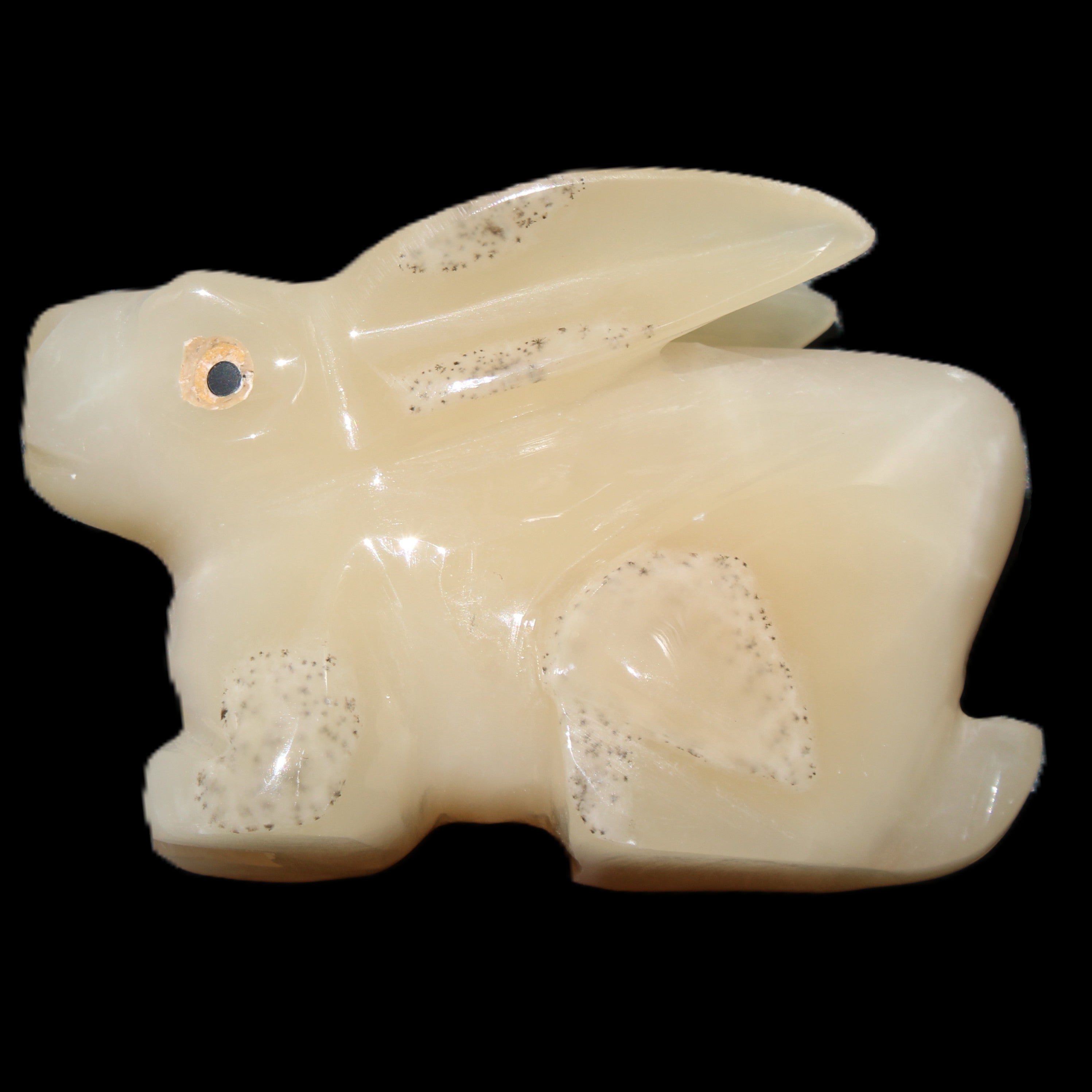 Honey Calcite bunny hand-carved 100*67*52mm 459g in sunlight - Rocks and Things Store