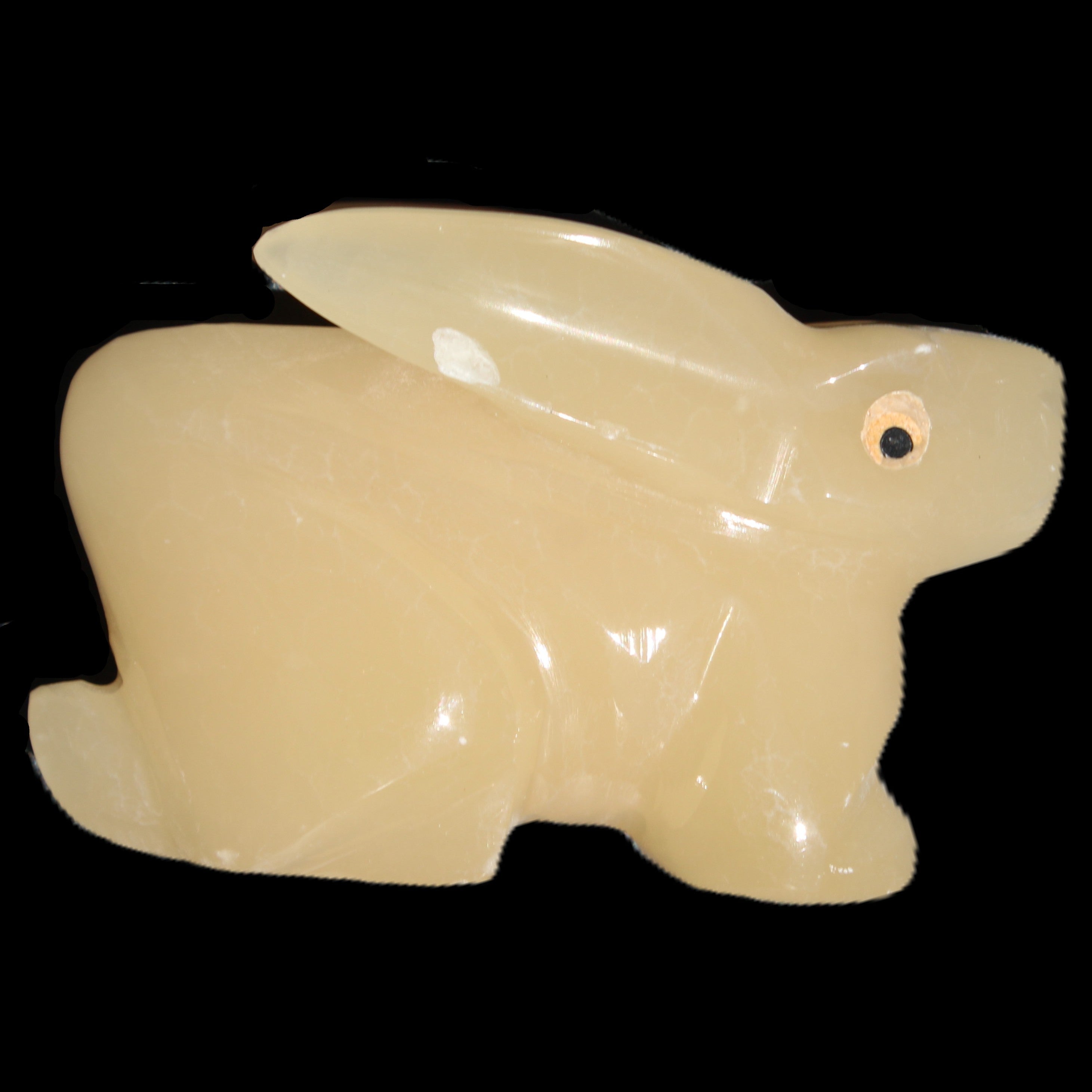 Honey Calcite bunny hand-carved 100*67*52mm 459g in sunlight - Rocks and Things Store