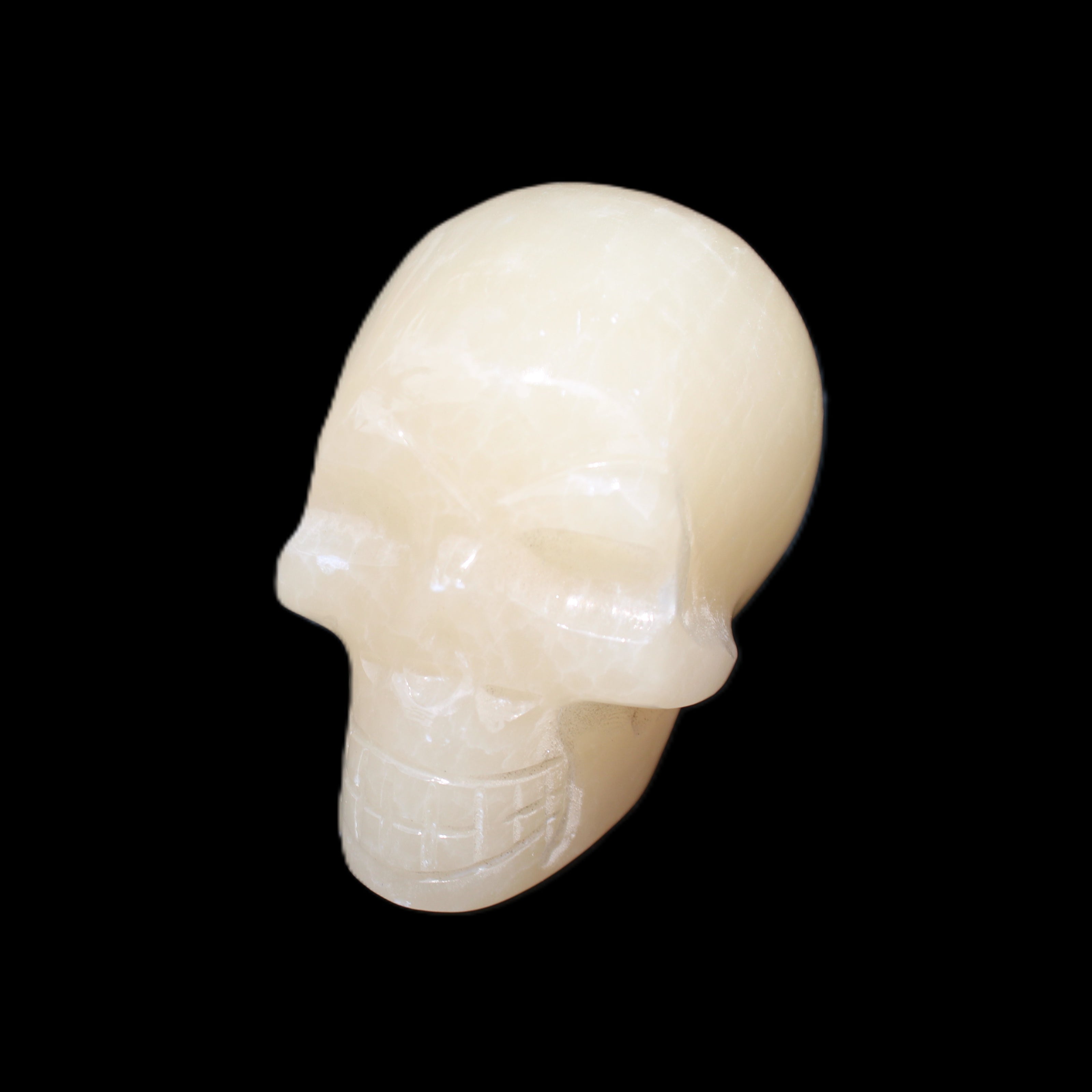 Honey Calcite skull hand-carved 60*50*39mm 192g in sunlight - Rocks and Things Store