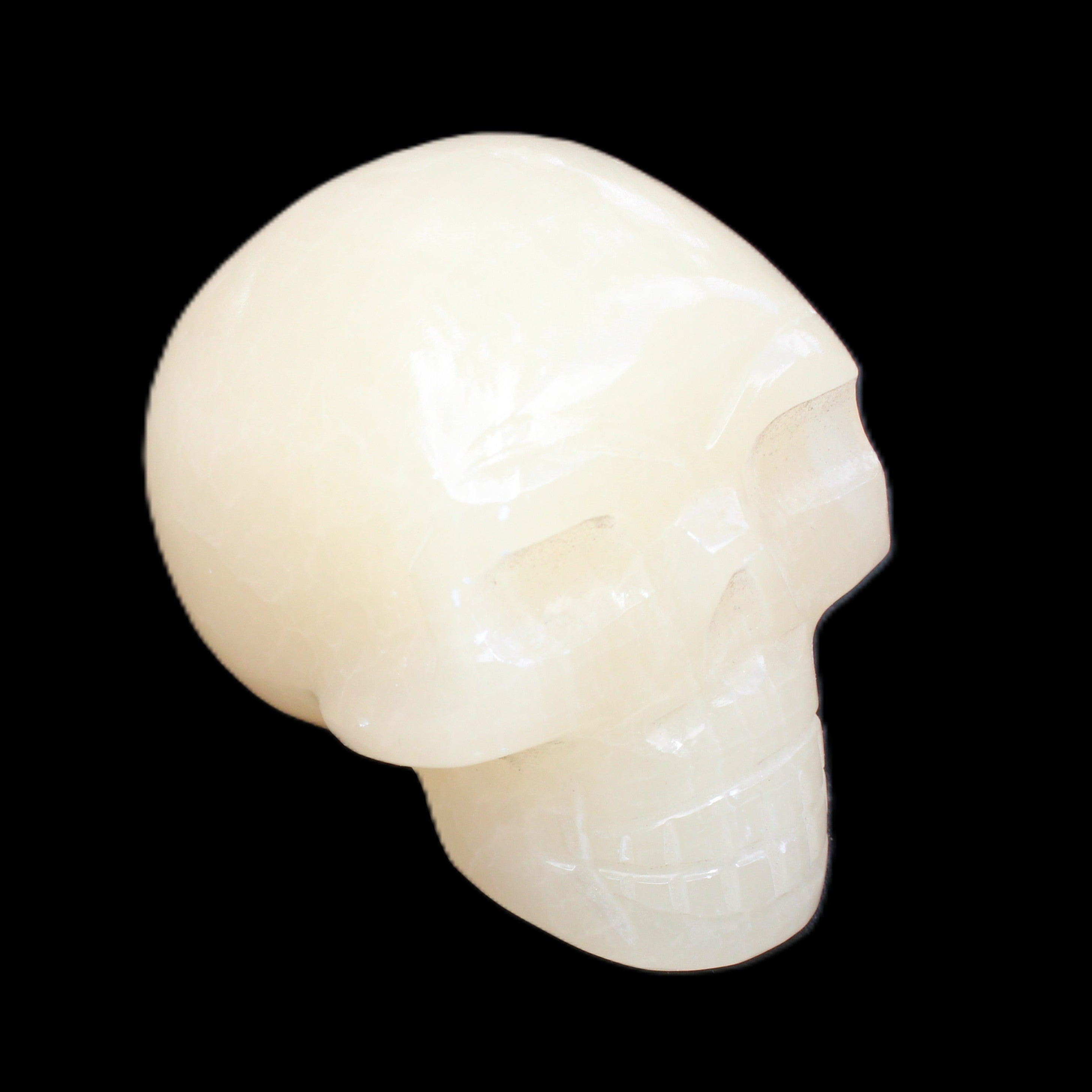Honey Calcite skull hand-carved 58*48*40mm 175g in sunlight - Rocks and Things Store