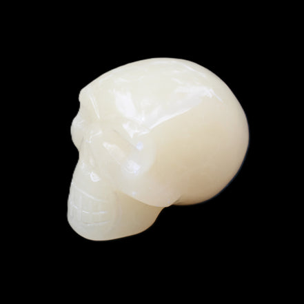 Honey Calcite skull hand-carved 58*48*40mm 175g in sunlight - Rocks and Things Store