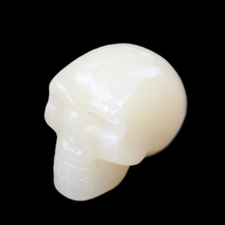 Honey Calcite skull hand-carved 58*48*40mm 175g in sunlight - Rocks and Things Store
