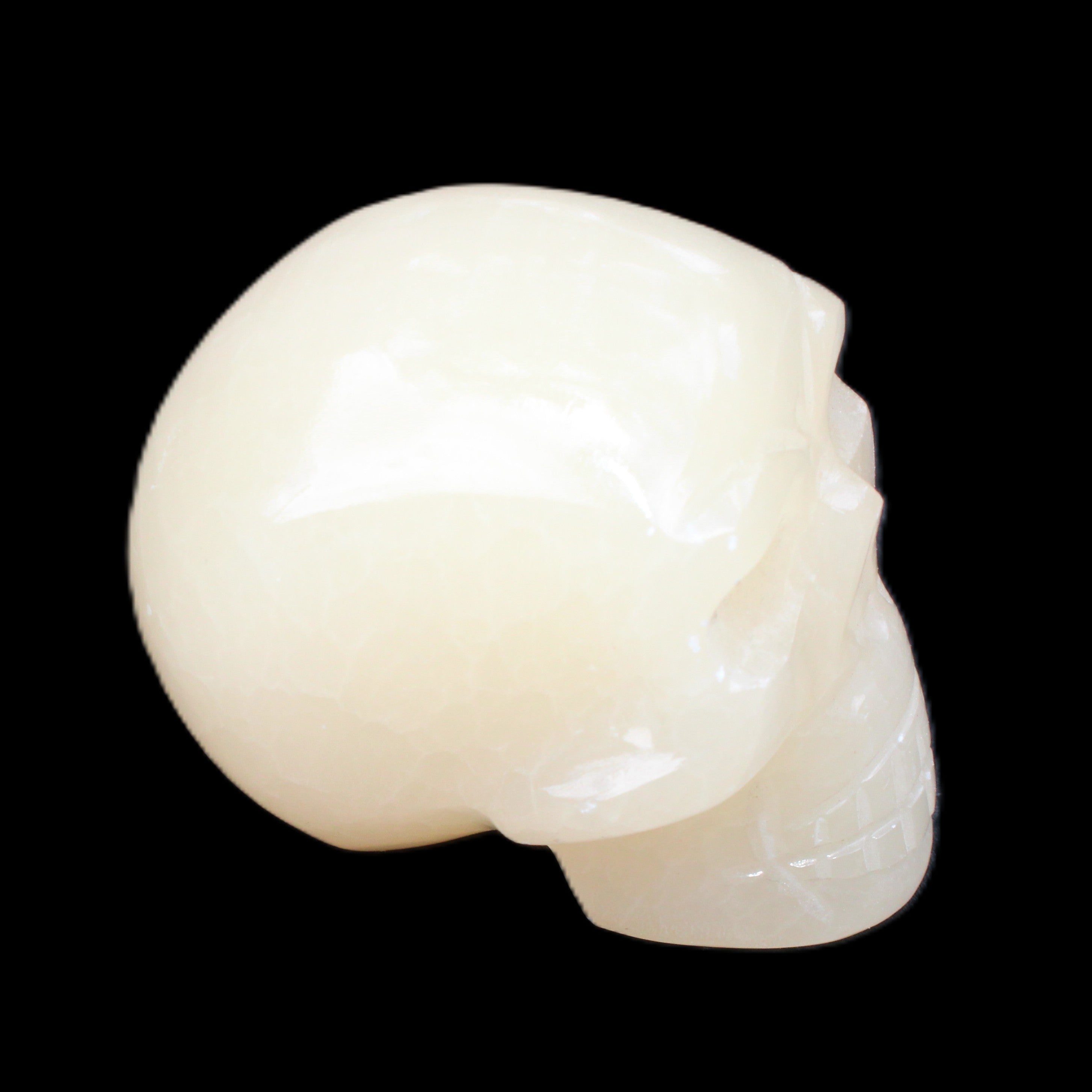 Honey Calcite skull hand-carved 58*48*40mm 175g in sunlight - Rocks and Things Store