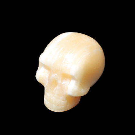 Yellow Calcite skull hand-carved 49*43*34mm 131g in sunlight - Rocks and Things Store