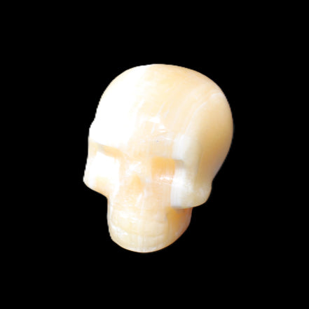 Yellow Calcite skull hand-carved 49*43*34mm 131g in sunlight - Rocks and Things Store