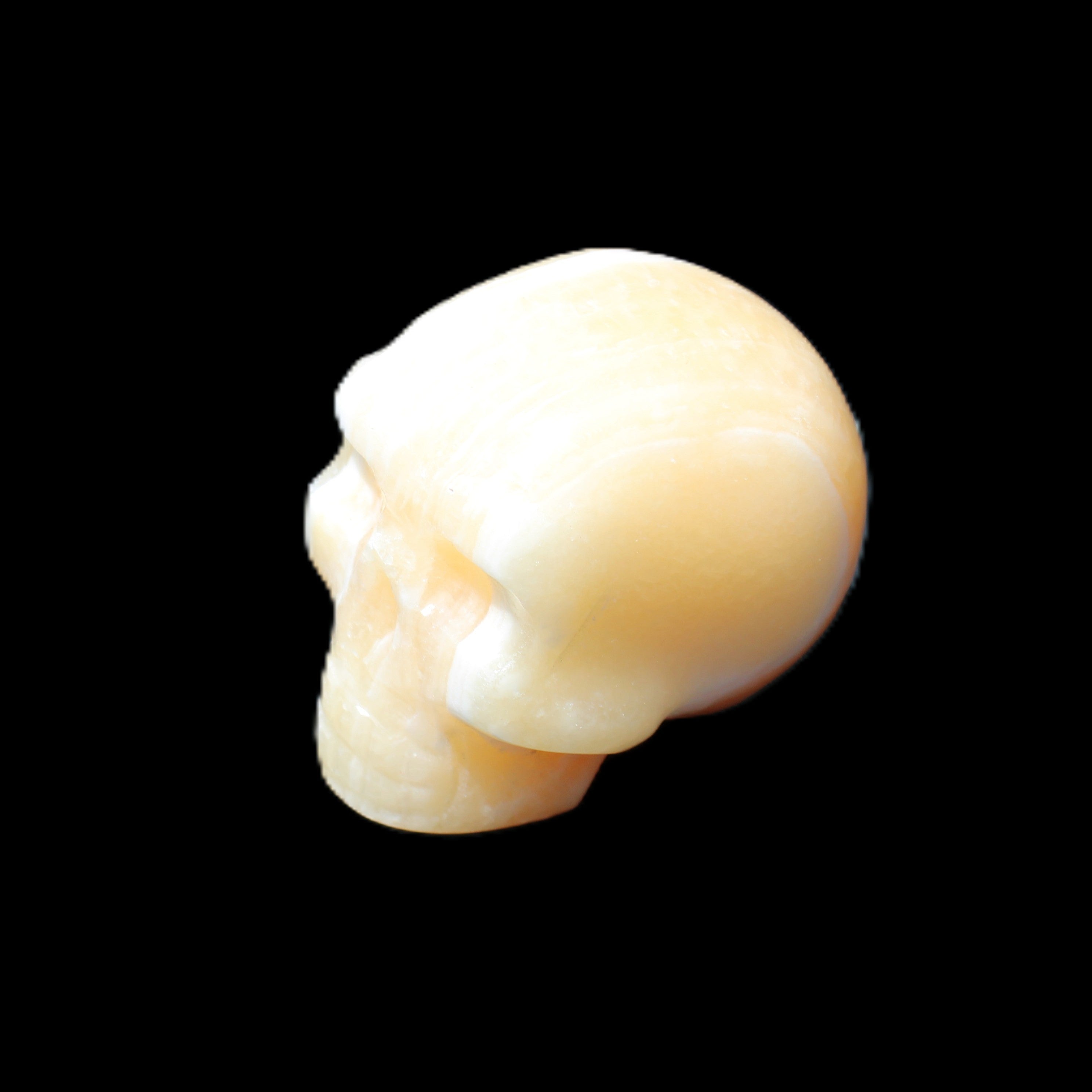 Yellow Calcite skull hand-carved 49*43*34mm 131g in sunlight - Rocks and Things Store