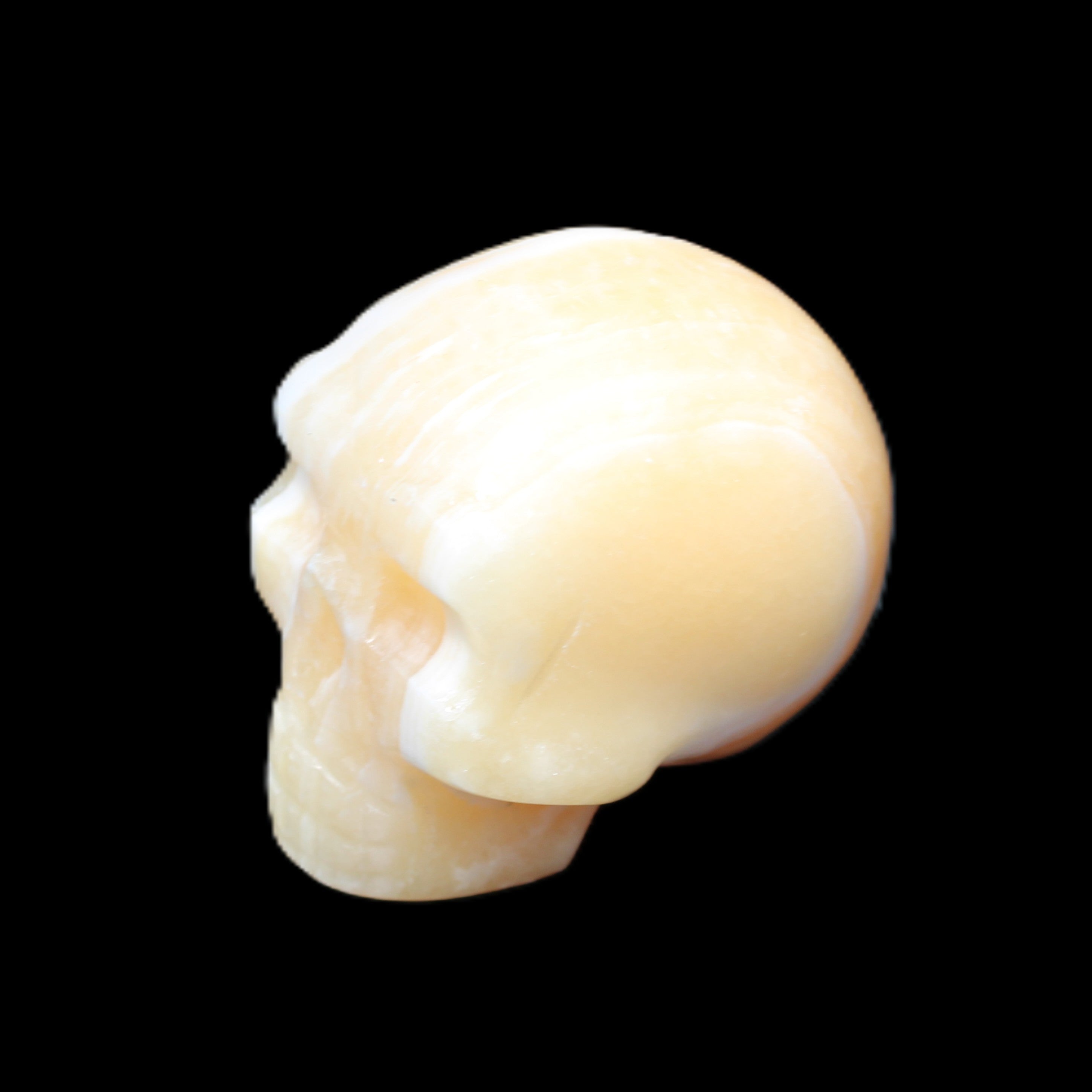 Yellow Calcite skull hand-carved 49*43*34mm 131g in sunlight - Rocks and Things Store