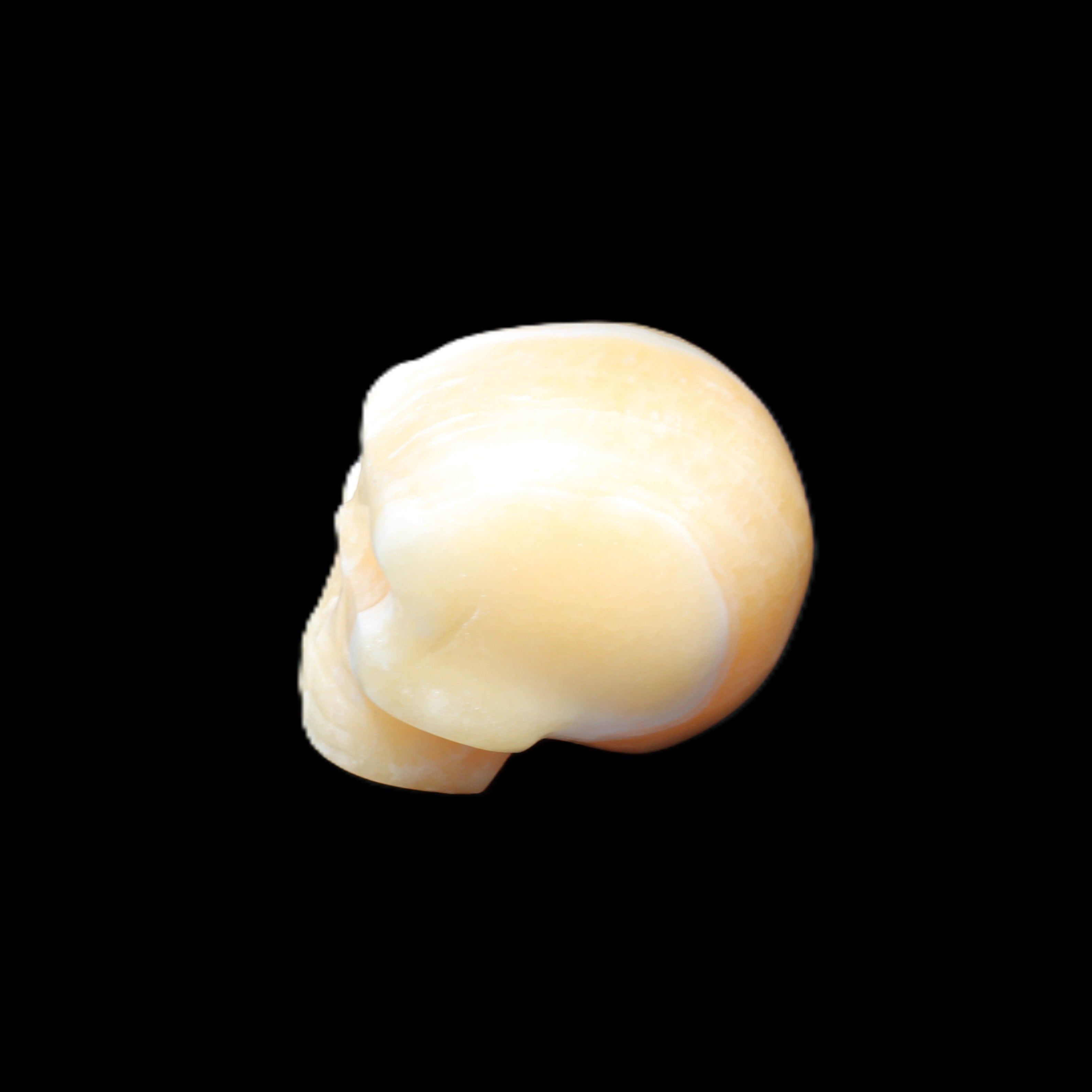 Yellow Calcite skull hand-carved 49*43*34mm 131g in sunlight - Rocks and Things Store