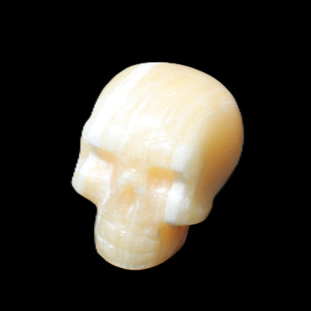 Yellow Calcite skull hand-carved 49*43*34mm 131g in sunlight - Rocks and Things Store