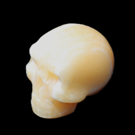 Yellow Calcite skull hand-carved 49*43*34mm 131g in sunlight - Rocks and Things Store
