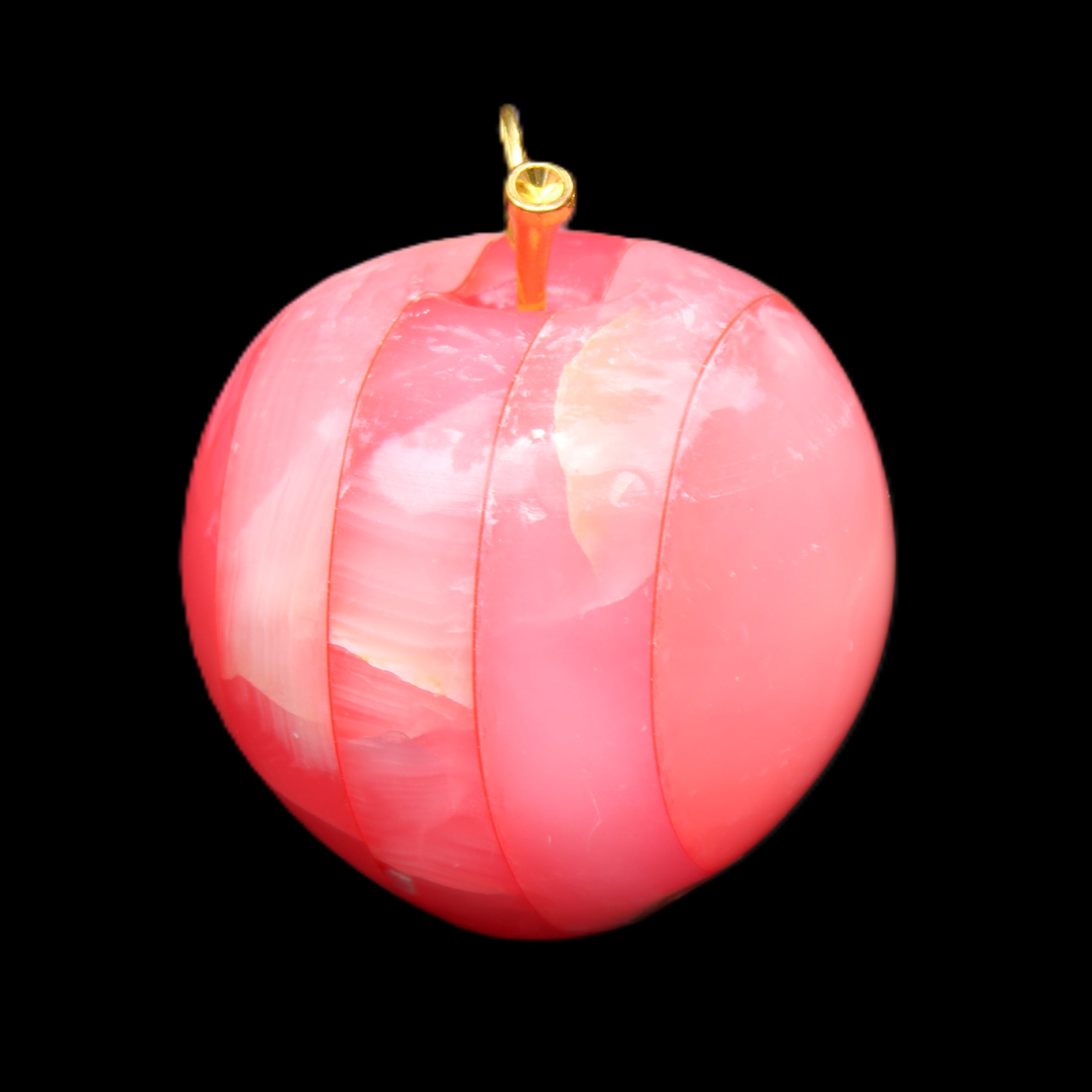 Pink Lady Afghan Jade Onyx hand-carved Apple 60*74mm 405-427g in sunlight - Rocks and Things Store