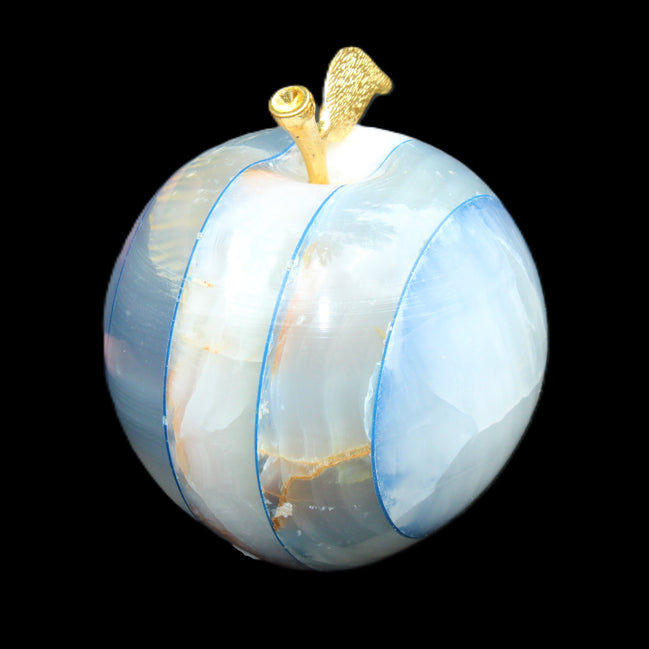Afghan Jade Onyx hand-carved blue Apple 58*70mm 394g in sunlight - Rocks and Things Store