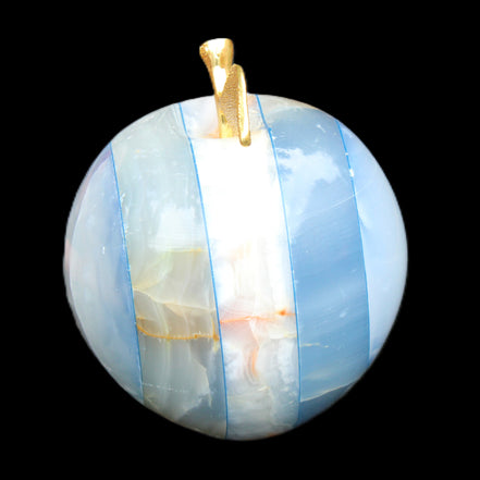 Afghan Jade Onyx hand-carved blue Apple 58*70mm 394g in sunlight - Rocks and Things Store