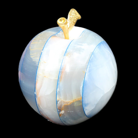 Afghan Jade Onyx hand-carved blue Apple 58*70mm 394g in sunlight - Rocks and Things Store