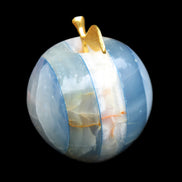 Afghan Jade Onyx hand-carved blue Apple 58*70mm 394g in sunlight - Rocks and Things Store