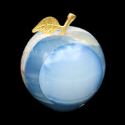 Afghan Jade Onyx hand-carved blue Apple 58*70mm 394g in sunlight - Rocks and Things Store