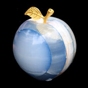 Afghan Jade Onyx hand-carved blue Apple 58*70mm 394g in sunlight - Rocks and Things Store