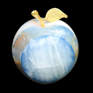 Afghan Jade Onyx hand-carved blue Apple 58*70mm 394g in sunlight - Rocks and Things Store