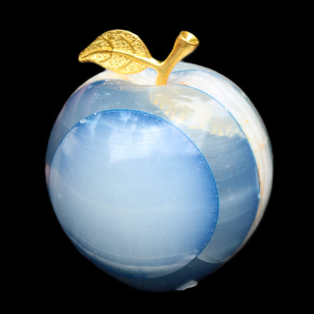 Afghan Jade Onyx hand-carved blue Apple 58*70mm 394g in sunlight - Rocks and Things Store