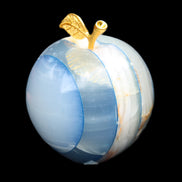 Afghan Jade Onyx hand-carved blue Apple 58*70mm 394g in sunlight - Rocks and Things Store