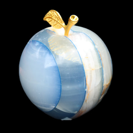 Afghan Jade Onyx hand-carved blue Apple 58*70mm 394g in sunlight - Rocks and Things Store