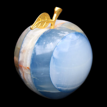 Afghan Jade Onyx hand-carved blue Apple 58*70mm 394g in sunlight - Rocks and Things Store