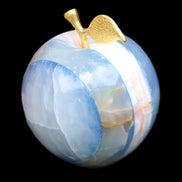 Afghan Jade Onyx hand-carved blue Apple 58*70mm 394g in sunlight - Rocks and Things Store