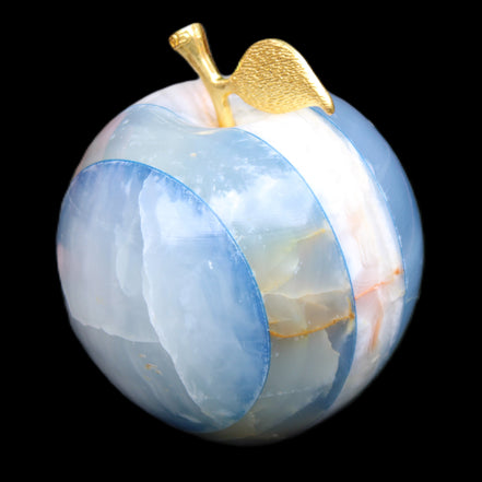 Afghan Jade Onyx hand-carved blue Apple 58*70mm 394g in sunlight - Rocks and Things Store