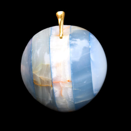 Afghan Jade Onyx hand-carved blue Apple 58*70mm 394g in sunlight - Rocks and Things Store