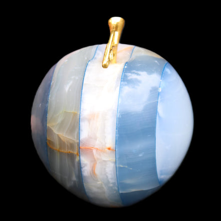Afghan Jade Onyx hand-carved blue Apple 58*70mm 394g in sunlight - Rocks and Things Store