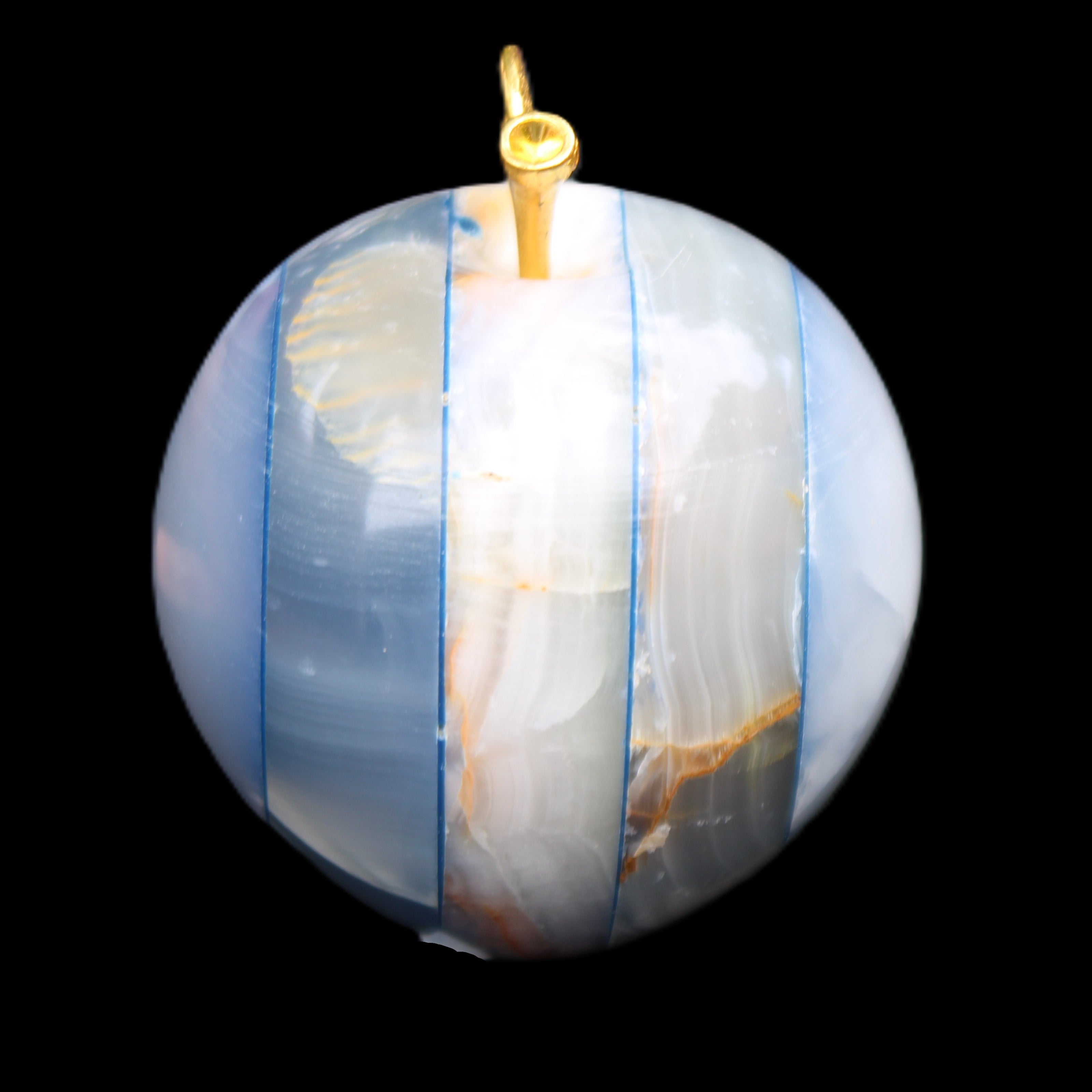 Afghan Jade Onyx hand-carved blue Apple 58*70mm 394g in sunlight - Rocks and Things Store