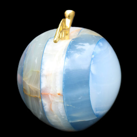 Afghan Jade Onyx hand-carved blue Apple 58*70mm 394g in sunlight - Rocks and Things Store