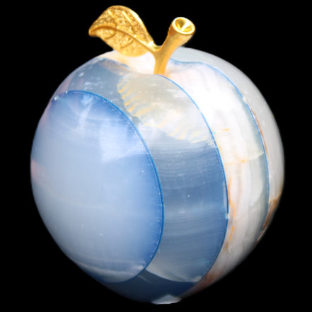 Afghan Jade Onyx hand-carved blue Apple 58*70mm 394g in sunlight - Rocks and Things Store