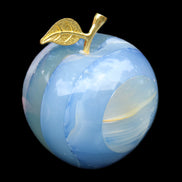 Afghan Jade Onyx hand-carved blue Apple 60*78mm 411g in sunlight  - Rocks and Things Store