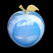 Afghan Jade Onyx hand-carved blue Apple 60*78mm 411g in sunlight  - Rocks and Things Store