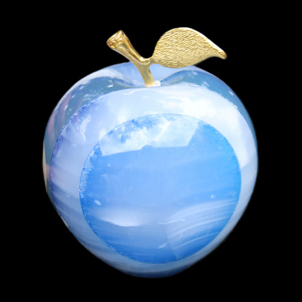 Afghan Jade Onyx hand-carved blue Apple 60*78mm 411g in sunlight  - Rocks and Things Store