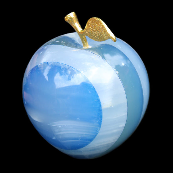 Afghan Jade Onyx hand-carved blue Apple 60*78mm 411g in sunlight  - Rocks and Things Store