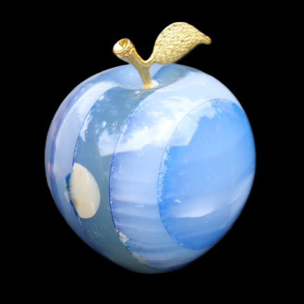 Afghan Jade Onyx hand-carved blue Apple 60*78mm 411g in sunlight  - Rocks and Things Store
