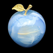 Afghan Jade Onyx hand-carved blue Apple 60*78mm 411g in sunlight  - Rocks and Things Store