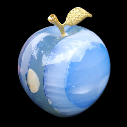 Afghan Jade Onyx hand-carved blue Apple 60*78mm 411g in sunlight  - Rocks and Things Store
