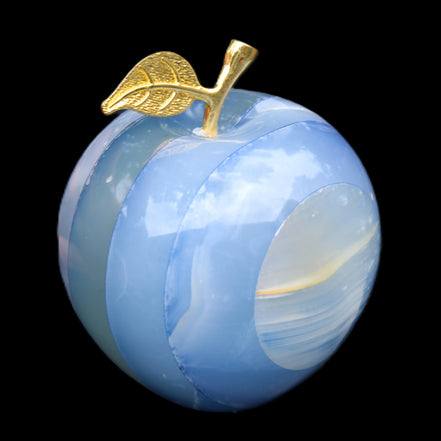 Afghan Jade Onyx hand-carved blue Apple 60*78mm 411g in sunlight  - Rocks and Things Store