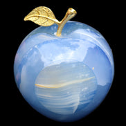 Afghan Jade Onyx hand-carved blue Apple 60*78mm 411g in sunlight  - Rocks and Things Store