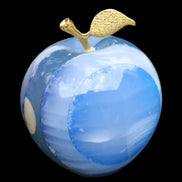 Afghan Jade Onyx hand-carved blue Apple 60*78mm 411g in sunlight  - Rocks and Things Store